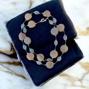 NWT New Margo Morrison Genuine Stone & Crystal Brown Necklace Labradorite/Wood